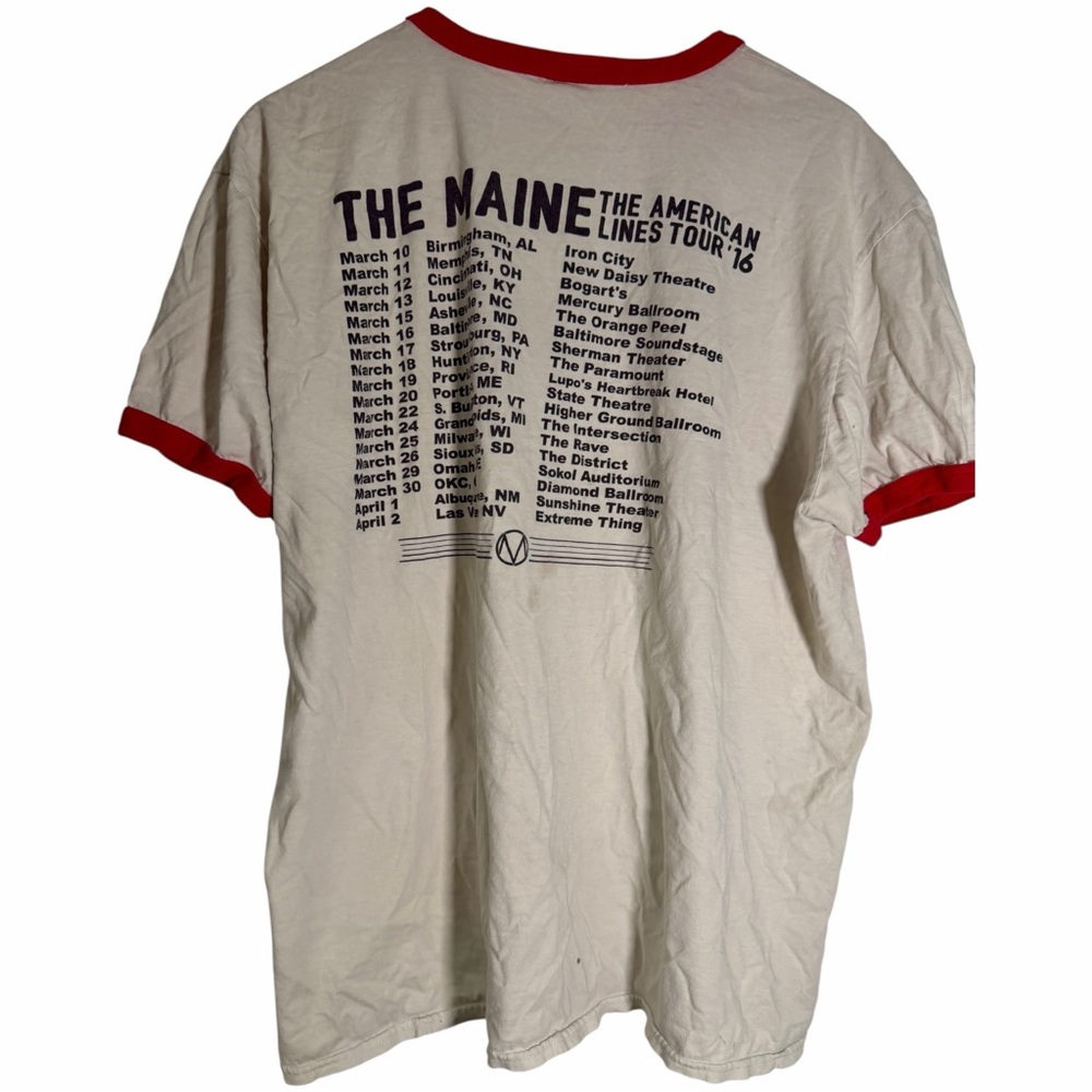 The Maine The American Lines 2016 Ringer Band Tshirt‎ White Red Anvil XL - Picture 5 of 8